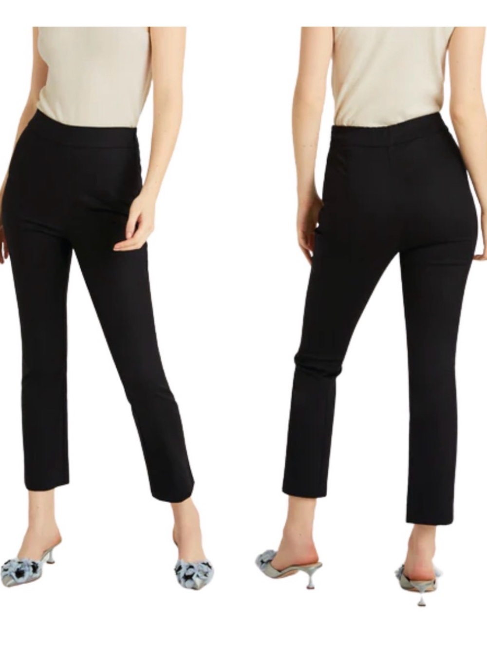 Hill House Pants Women Size Medium Black Claire High Rise Straight Leg Ankle
